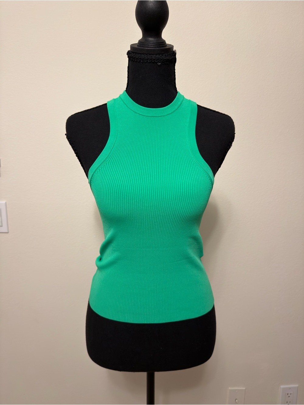 Alice + Olivia Bright Green Ribbed Tank Top